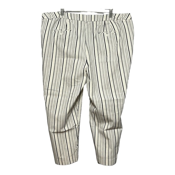 Valerie Stevens Striped Flat Front Straight Leg Ankle Pant Navy White Plus 24W - Picture 5 of 10